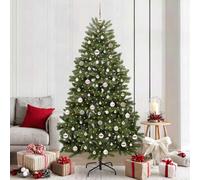 LoogCape Artificial Christmas Tree 210cm Green PVC Metal with LED Lights, Sturdy Cone Shape, Easy Assembly, Festive Decoration for Indoor and Outdoor Use, Includes Bauble Set and Christmas Tree