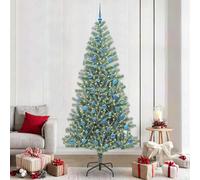 LoogCape Artificial Christmas Tree 240 cm with LED Fairy Lights, Snow Covered Design and Modern Cone Shape for Festive Decorations Indoor and Outdoor