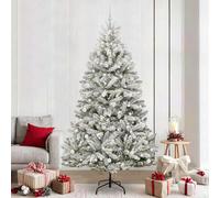 LoogCape Artificial Christmas Tree 240 cm with LED Lighting and Christmas Tree Decoration in Green and White, PVC Metal, Easy to Assemble for Festive Decorations Indoor and Outdoor