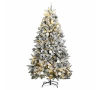 LoogCape Artificial Christmas Tree Foldable with 300 LEDs 300 cm Height with Baubles Jewellery 8 Light Effects USB Power Port Sturdy Metal Stand