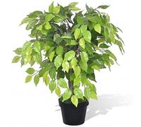LoogCape Artificial Dwarf Ficus with Pot 60 cm Lifelike for Indoor and Outdoor Decoration in Living Room, Balcony, Garden, Office or Bathroom, Robust Plastic Plant with 420 Leaves