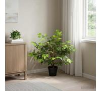 LoogCape Artificial Ficus Plant Green 73 x 16 x 60 cm Fabric Wood Durable Indoor Plant for Living Room Office Balcony Decoration Indoor