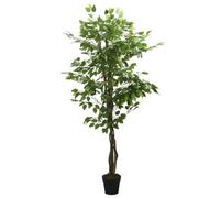 LoogCape Artificial Ficus Tree 630 Leaves 120 cm Green with Wooden Trunks, Care-Free Decorative Plant for Living Room, Office, Garden, Balcony and Indoor Outdoor Use