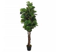 LoogCape Artificial Fig Tree 180 Leaves 150 cm Green Artificial Plant with Wooden Trunks and Plastic Pot for Living Room Office Balcony Garden