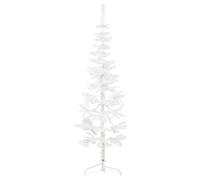 LoogCape Artificial Half Christmas Tree White 150 cm with Stand, 176 Tips, Space Saving on the Wall, PVC and Steel, Lifelike Look for Living Room, Advent and Winter Decoration