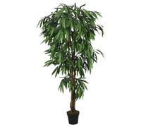 LoogCape Artificial Mango Tree 180 cm with 900 Leaves of Textile Fibres and Wooden Trunks, Decorative Plant for Indoor and Outdoor Use, Easy Care Potted Plant for Living Room, Office, Garden
