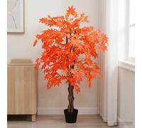LoogCape Artificial Maple Tree Red 80 x 16 x 120 cm Fabric Wood Indoor Indoor Plant Decorative Tree for Living Room Office Balcony Garden Privacy Screen Conservatory Easy Care