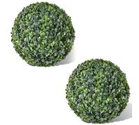 LoogCape Artificial Plant Boxwood Ball Shape Pack of 2 35 cm Durable Decorative Plants for Indoor and Outdoor Use Weather-Resistant Lifelike Green Plastic Plants