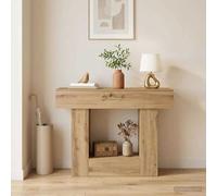 LoogCape Artisan Oak Console Table, 101 x 30 x 74 cm, Modern Hallway Table with Storage Space for Living Room, Entryway, Narrow Design Wall Table, Durable Wood-Metal Combination