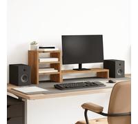 LoogCape Artisan Oak Height Adjustable Monitor Stand with Desk Organiser, Ergonomic, Foldable, with Shelf for Laptop, PC, Notebook, Cable Management, Ideal for Home Office, Gaming, Office