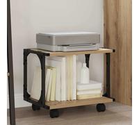 LoogCape Artisan Oak Printer Stand, 41 x 28 x 33.5 cm, Wood Material with Lockable Wheels, Industrial Design, Ideal for Office, Home Office, Printer Table, Storage, Organiser