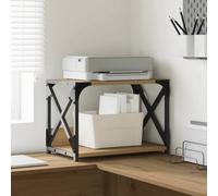 LoogCape Artisan Oak Printer Stand 44 x 26 x 31.5 cm Wood Material for Office and Home Office with Generous Storage Space, Industrial Design, Ideal for Printers, Scanners, Files and Accessories
