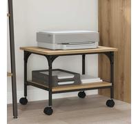 LoogCape Artisan Oak Printer Stand 50 x 40 x 38 cm Wood Material with Storage Space for Office and Home Office, Industrial Style, Rustic Finish, Sturdy Two-Tier Construction, Ideal for Printers