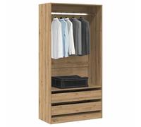 LoogCape Artisan Oak Wardrobe, 100 x 50 x 200 cm, Wood Material with Sliding Doors and Shelves for Bedroom, Hallway, Children's Room, Camping, Organiser