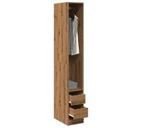 LoogCape Artisan Oak Wardrobe, 30 x 50 x 200 cm, Wood Material with Sliding Doors, Storage Space, Compartment and Drawers for Bedroom, Hallway, Children's Room, Elegant Compact Design