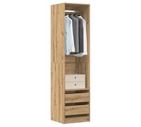 LoogCape Artisan Oak Wardrobe, 50 x 50 x 200 cm, Wood Material with Sliding Doors and Shelves for Bedroom, Hallway, Children's Room and Multi-Purpose Organiser