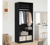 LoogCape Artisan Oak Wardrobe, 80 x 50 x 200 cm, Wood Composite Storage Organiser for Bedroom, Children's Room, Hallway with Drawers, Doors and Clothes Rail