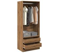 LoogCape Artisan Oak Wardrobe, 80 x 50 x 200 cm, Wood Material with Storage Space, Drawers and Clothes Rail for Bedroom, Hallway, Children's Room and Dressing Room, Robust Design