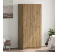 LoogCape Artisan Oak Wardrobe, 80 x 52 x 180 cm, Wood Material with Sliding Doors, Lots of Storage Space, Clothes Rail, Shelves, Organiser, Suitable for Bedroom, Hallway, Children's Room, Durable