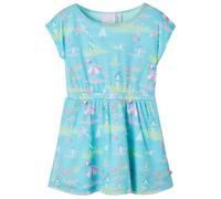 LoogCape Baby Girls 3-4 Years Light Blue Beach Cap Sleeve Elastic Waist Breathable Cotton Blend Dress Suitable for Daily Wear Party Holiday Birthday