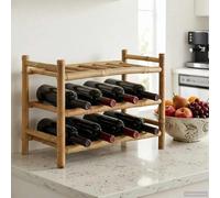 LoogCape Bamboo Wine Rack 57 x 29.5 x 36 cm for Indoor Use with Sturdy Wooden Design, Space-Saving Bottle Holder for Kitchen, Dining Room, Living Room, Bar and Home Bar