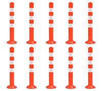 LoogCape Barrier Posts Pack of 10 75 cm PE with Silver Reflective Strips for Outdoors, Parking, Garage, Private Property, Underground Parking, Traffic License Plates, Barrier Surfaces, Highly Visible