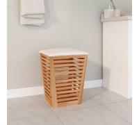 LoogCape Bathroom Stool 40.5 x 40.5 x 56 cm Solid Walnut Wood with Storage Space, Laundry Basket, Seat and Storage Box, Space-saving, Breathable