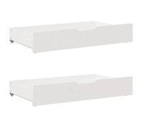 LoogCape Bed Drawers, Set of 2, White, 95 x 55 x 17 cm, Solid Pine Wood for Order and Storage Under the Bed, Practical Organiser for Bedroom, Furniture