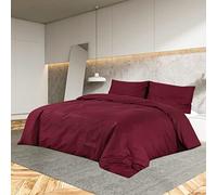 LoogCape Bed Linen Set, Bordeaux Red, 135 x 200 cm, Cotton, Breathable, Non-Iron, Easy Care, Suitable for Bedroom and Guest Room