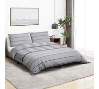 LoogCape Bed Linen Set Grey 140 x 200 cm Cotton with Zip Duvet Cover and Pillowcase Easy Care Breathable Non-Iron for Bedroom Guest Room Double Bed Winter Summer All Year Round
