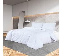 LoogCape Bed Linen Set, White, 200 x 200 cm, Microfibre Set with Zip, Skin-Friendly, Non-Iron, Breathable, Durable, for Bedroom, Guest Room, Double and Single Bed, All Year Round