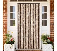 LoogCape - Beige and Light Brown Chenille Curtain, 118 x 220 cm, Flexible, Removable, Waterproof, with Mounting Hooks, Suitable for Windows, Doors, Balcony Doors