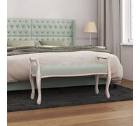 LoogCape Bench Light Grey 110 x 45 x 60 cm Velvet Upholstered Bench with Wooden Legs for Hallway Entrance Area Living Room and Bedroom Rustic French Style