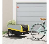 LoogCape Bicycle Trailer Black and Yellow 45kg Iron with Safety Flag Folding Spring Loaded for City Shopping Travel Outdoor Daily Use Suitable for Children Dogs
