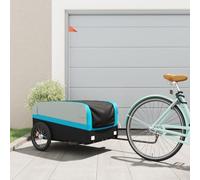 LoogCape Bicycle Trailer Black Blue 45kg Iron Heavy Duty Folding Spring Loaded with Clutch Safety Flag Ideal for Load Transportation City Daily Shopping Travel Outdoor