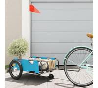 LoogCape Bicycle Trailer Blue Oxford Fabric and Iron 124 x 64.5 x 36 cm with 45 kg, Foldable, Reflectors, Rain and Fly Screen, Suitable for Children, Dogs, Loads, Transport