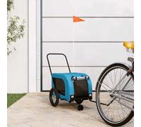 LoogCape Bicycle Trailer Dogs and Cats Blue Black Oxford Fabric Iron 124 x 53 x 53 cm with Reflectors and Flag, Portable, Foldable, 30 kg Max. Load, Suitable for Walks, Travel