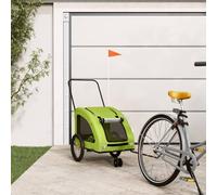 LoogCape Bicycle Trailer Dogs and Cats Green Oxford Fabric Iron, 137 x 68 x 72 cm, 45 kg, Foldable, with Net and Rain Cover, for Walking, Travel and Outdoor Activities