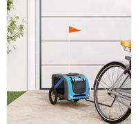 LoogCape Bicycle Trailer Dogs Blue Grey Oxford Fabric Iron 124 x 53 x 53 cm with PVC Roof and Reflectors for Walks, Travel and Outdoor Adventures, Portable and Foldable, Max 30 kg Load