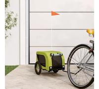 LoogCape Bicycle Trailer Dogs Cats with Iron Frame and Oxford Fabric, Foldable, 124 x 53 x 53 cm, for Outdoor Walks, Travel, up to 30 kg, with Rain Cover, Safety Reflectors, Green and Black