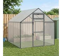 LoogCape Bird Cage Anthracite 181.5 x 221 x 173.5 cm Weatherproof Outdoor Bird Aviary with Sturdy Lock for Secure Keeping of Parrots, Budgies and Zebra Finches in the Garden or on the