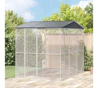 LoogCape Bird Cage Anthracite 227 x 310 x 247 cm Galvanised Steel for Outdoor Use with Roof, Perches, Bowl, Sturdy Stand and Rolling Bar, Ideal for Parrots, Budgies