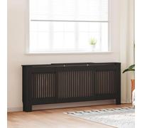 LoogCape Black 205 cm Wood Radiator Cover with Adjustable Length, Modern Slatted Frame Design, Strong and Durable, Includes Shelf for Decorations