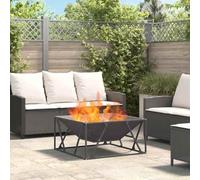 LoogCape Black Fire Pit, 80 x 80 x 40 cm, Made of Steel, for Outdoor Use with Weatherproof Construction, Ideal for Garden, Patio and Outdoor Meetings