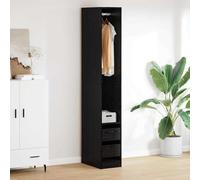 LoogCape Black Oak Effect Wardrobe 50 x 30 x 200 cm with Storage Space 2 Drawers Wood Composite Freestanding Bedroom Nursery Hallway Organiser Durable Robust