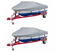 LoogCape Boat Cover Set of 2 Grey 427-488 cm Length 229 cm Width Weatherproof Protective Cover for Yacht Motor Boat Sailing Boat Fishing Boat Storage and Transport, UV and Waterproof