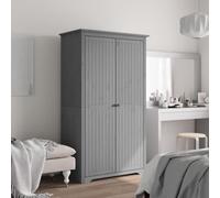 LoogCape BODO Wardrobe, Grey, 99 x 53.5 x 173 cm, Solid Pine Wood with Sliding Doors and Metal Handles for Bedroom, Hallway and Children's Room, Versatile Storage Cabinet