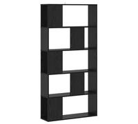 LoogCape Bookcase Black Oak Effect 80.5 x 23.5 x 162.5 cm PB with 5 Storage Compartments, Storage Space, Wall and Corner Design, Ideal for Living Room, Office, Study, Children's Room, Bedroom, Hallway