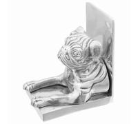 LoogCape Bookends Set of 2 Silver 12 x 15 x 18 cm Aluminium High Gloss Decorative Shelf Book Supports for Living Room, Office, Children's Room, Sturdy and Non-Slip Book Holder, Stylish Storage