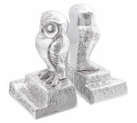 LoogCape Bookends Set of 2 Silver 12 x 9 x 19 cm Aluminium High Gloss Decorative Book Holders for Shelf, Desk, Living Room, Office, Children's Room, Sturdy Organisation and Stylish Storage